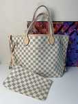 Torebka Louis Vuitton LV Neverfull Damier Azur skórzana shopperka