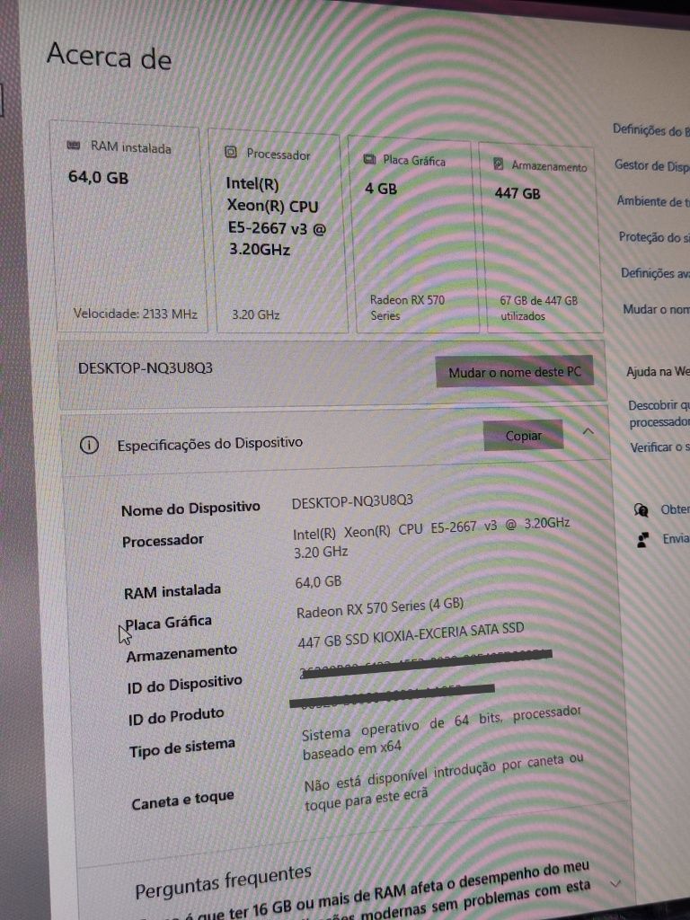PC gaming RX 570 64gb CPU 8/16