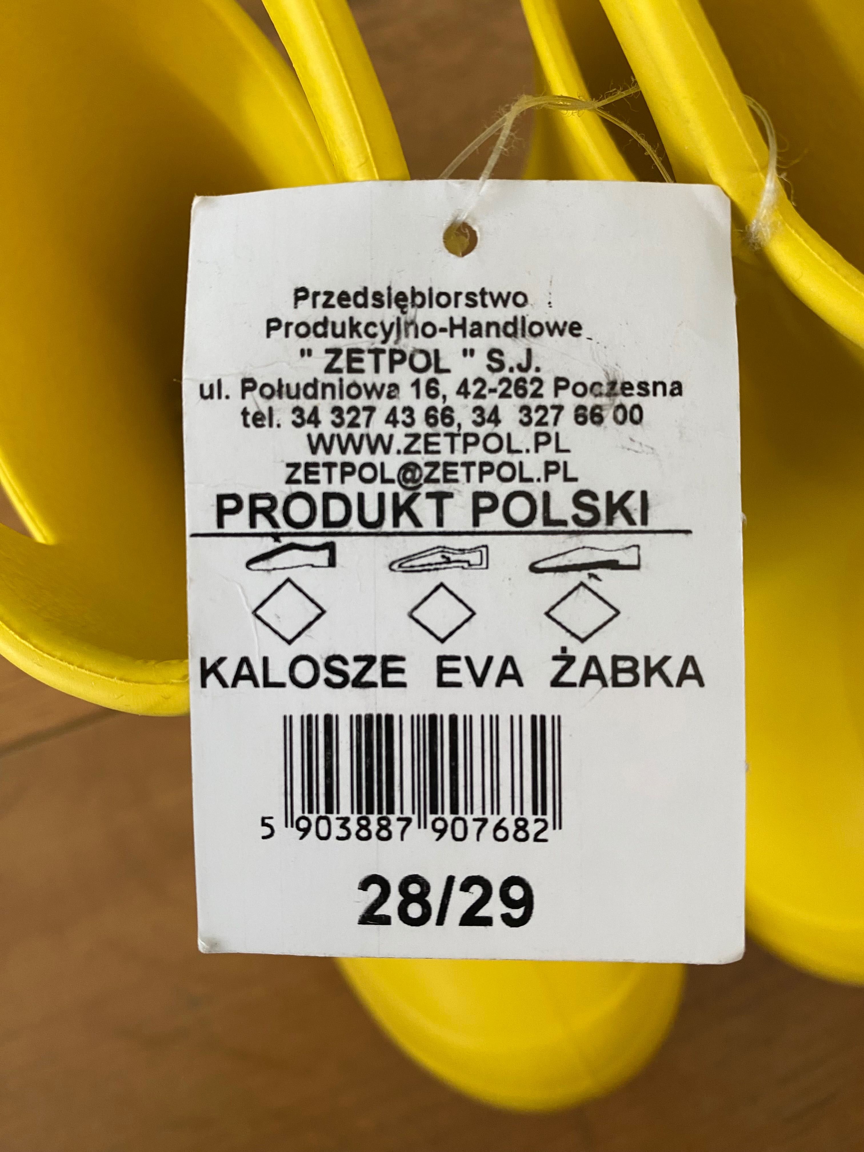 Kalosze żółte, nowe, EVA Żabka 28/29 Zetpol antybakteryjna wkladka