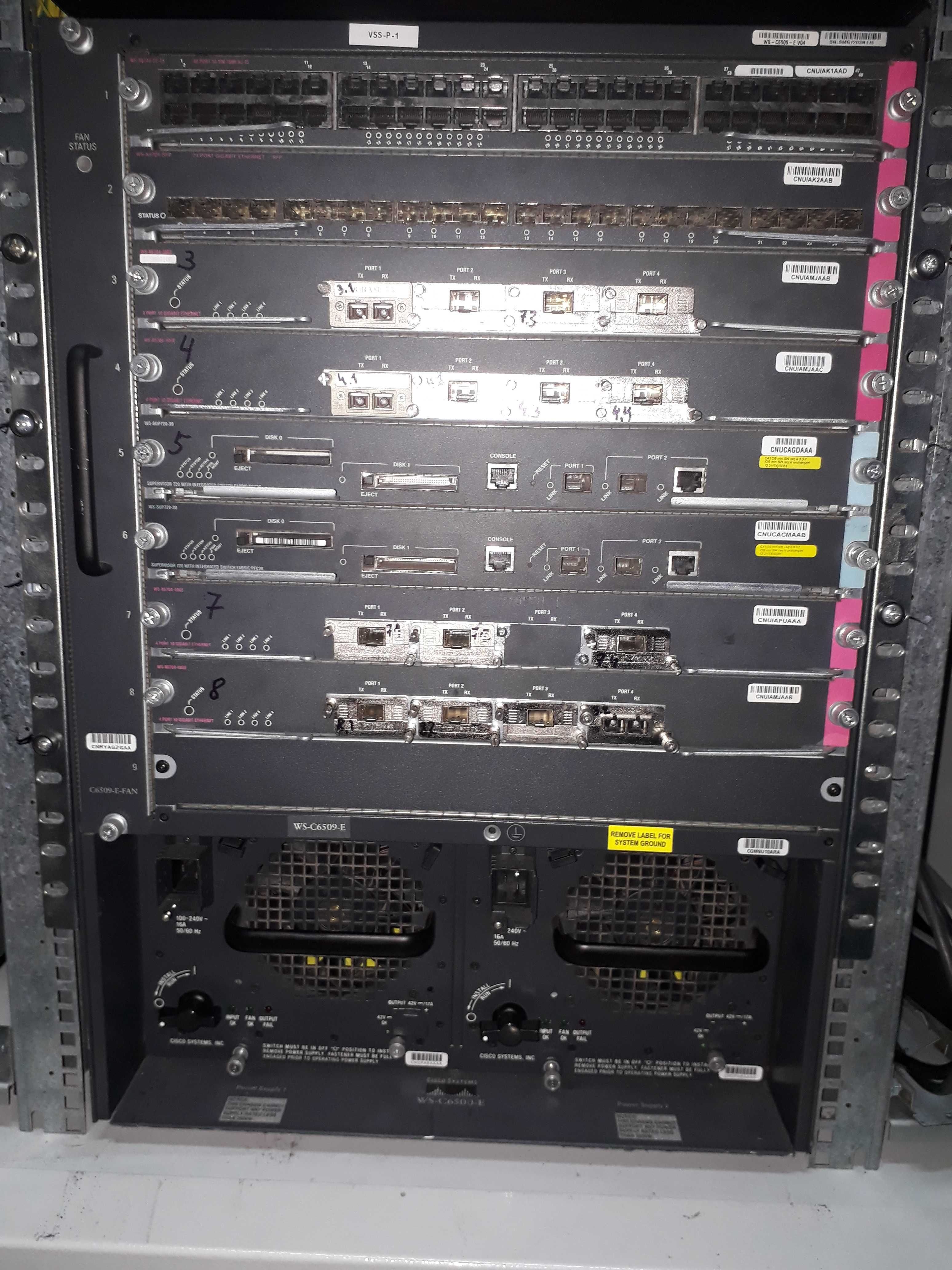 Коммутатор Cisco WS-C6509-E и комплектующие