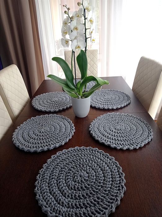 Podkładki okrągłe na stół ze sznurka bawełnianego