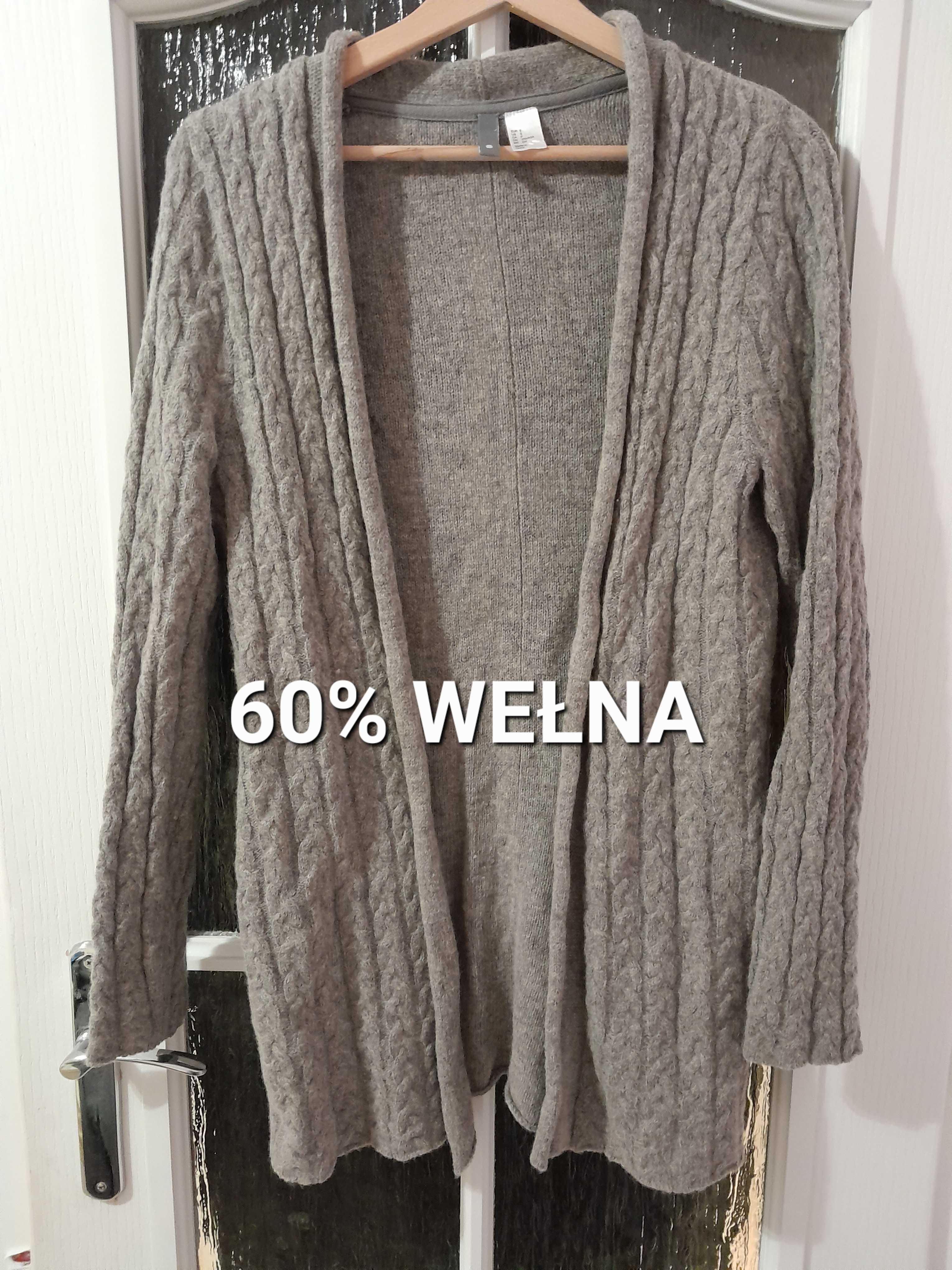 Wełniany sweter kardigan damski
