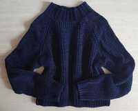 Granatowy, ciepły sweter oversize rozmiar M H&M