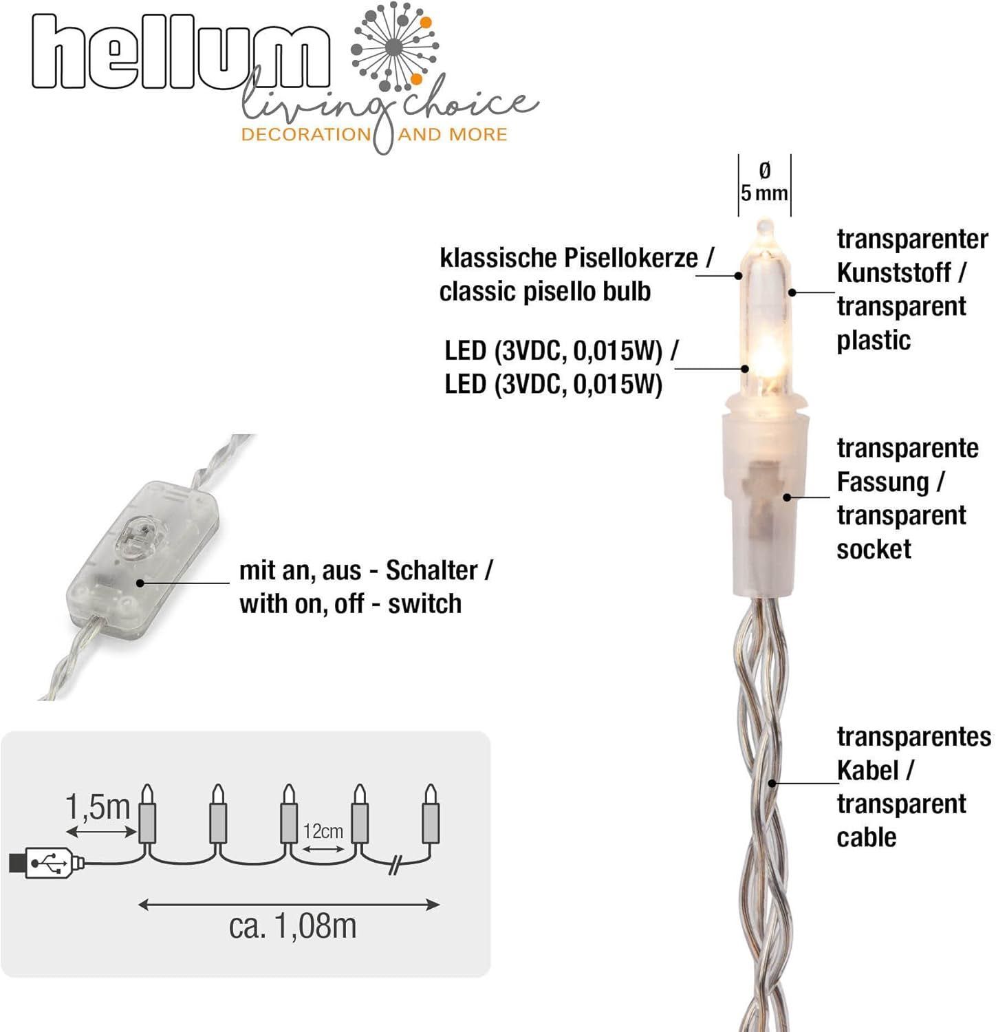 Lampa LED USB 10 ciepłych światełek | 108 cm | Dekoracja całoroczna