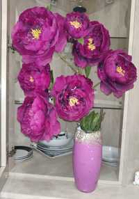 Искусственные цветы, пионы с вазой