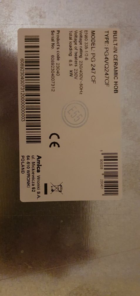 Płyta ceramiczna Amica  PG247CF
