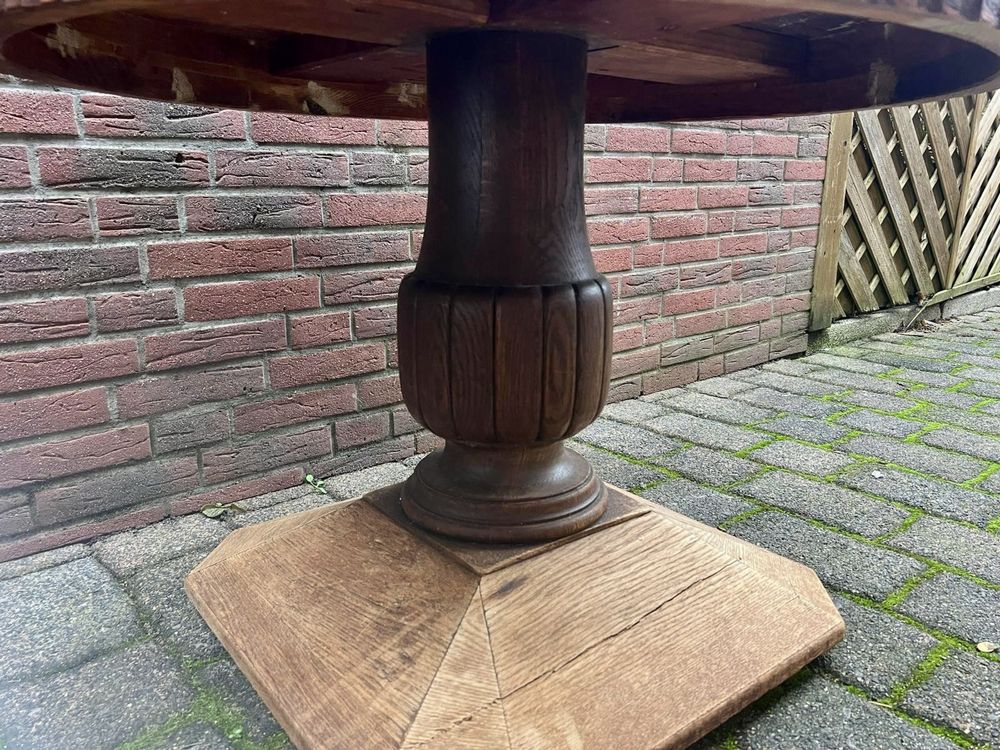 100 letni dębowy stół okragly 90 cm na jednej nodze drewniany