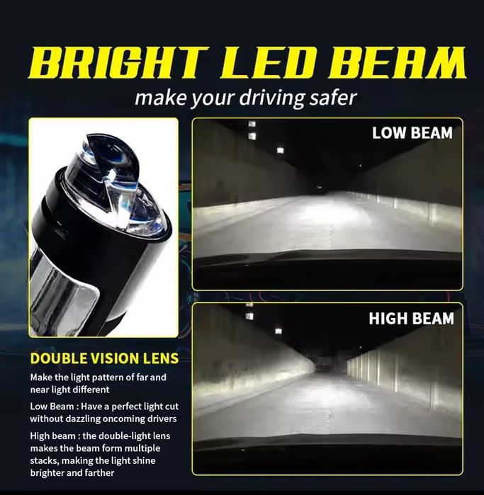 Led-лампи головного світла, лінзовані, H4