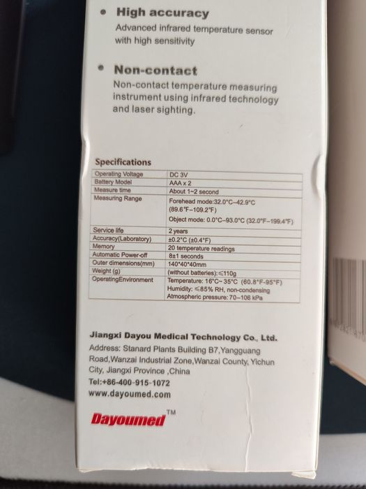 Nowy Termometr bezdotykowy Dayoumed NX-2000