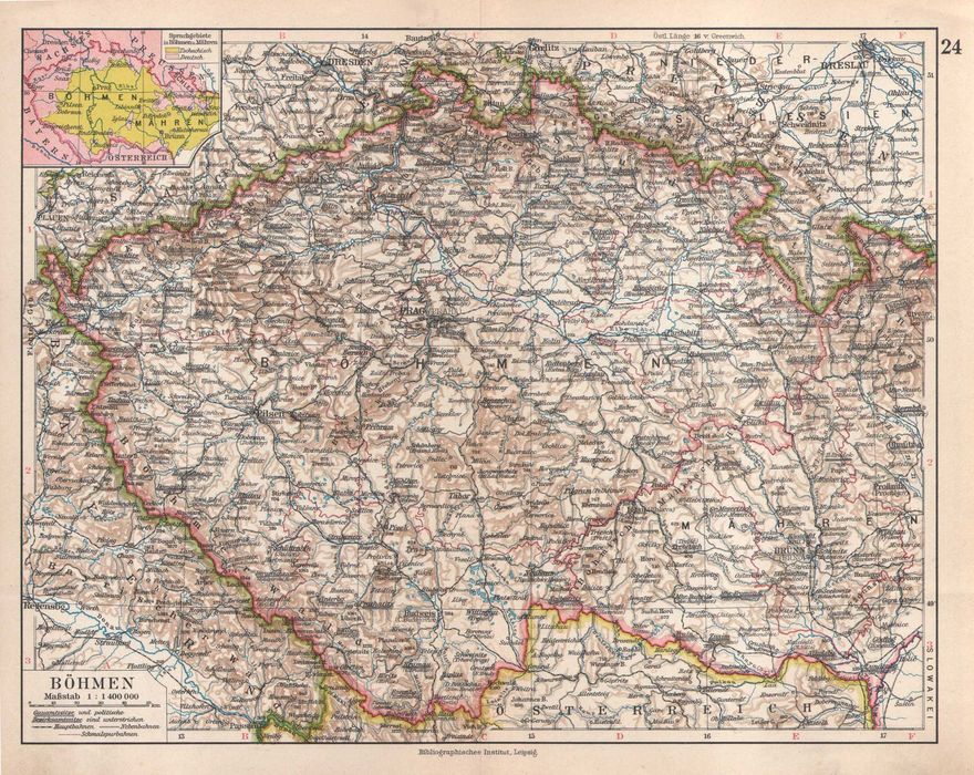 Czechy Morawy Śląsk Mapa 1926 r. autentyk
