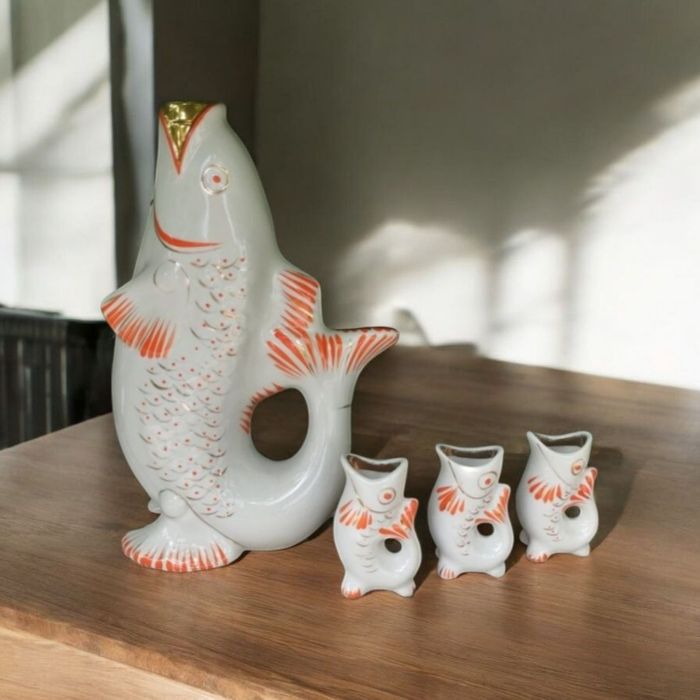 Графін (штоф) "Рибка" та 3 чарки. Вінтаж, СРСР.