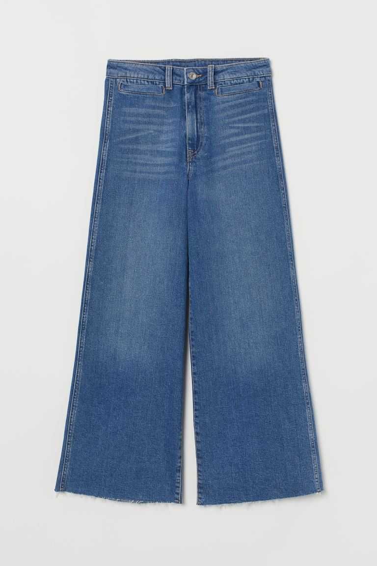 Jeansowe spodnie szeroka nogawką wysoki stan culotte H&M wide leg