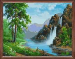 Лечебная энергетическая картина "Горный водопад", размер 50 х 40 см.