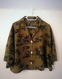 Oliwkowa khaki bluzka oversize w tygrysy rozmiar 46 Primark