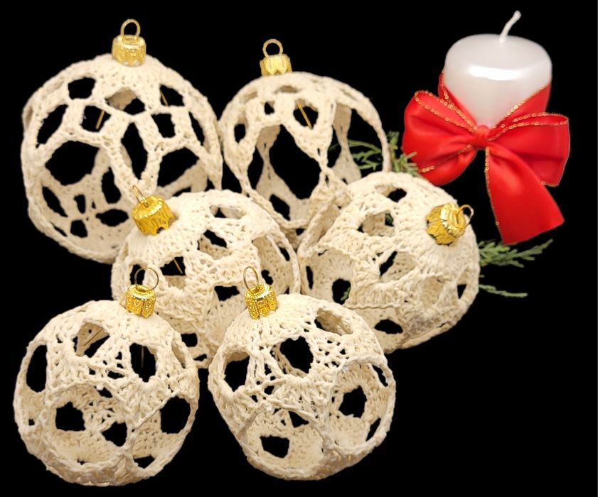 Bomki ażurowe ręcznie wykonane kpl.6szt