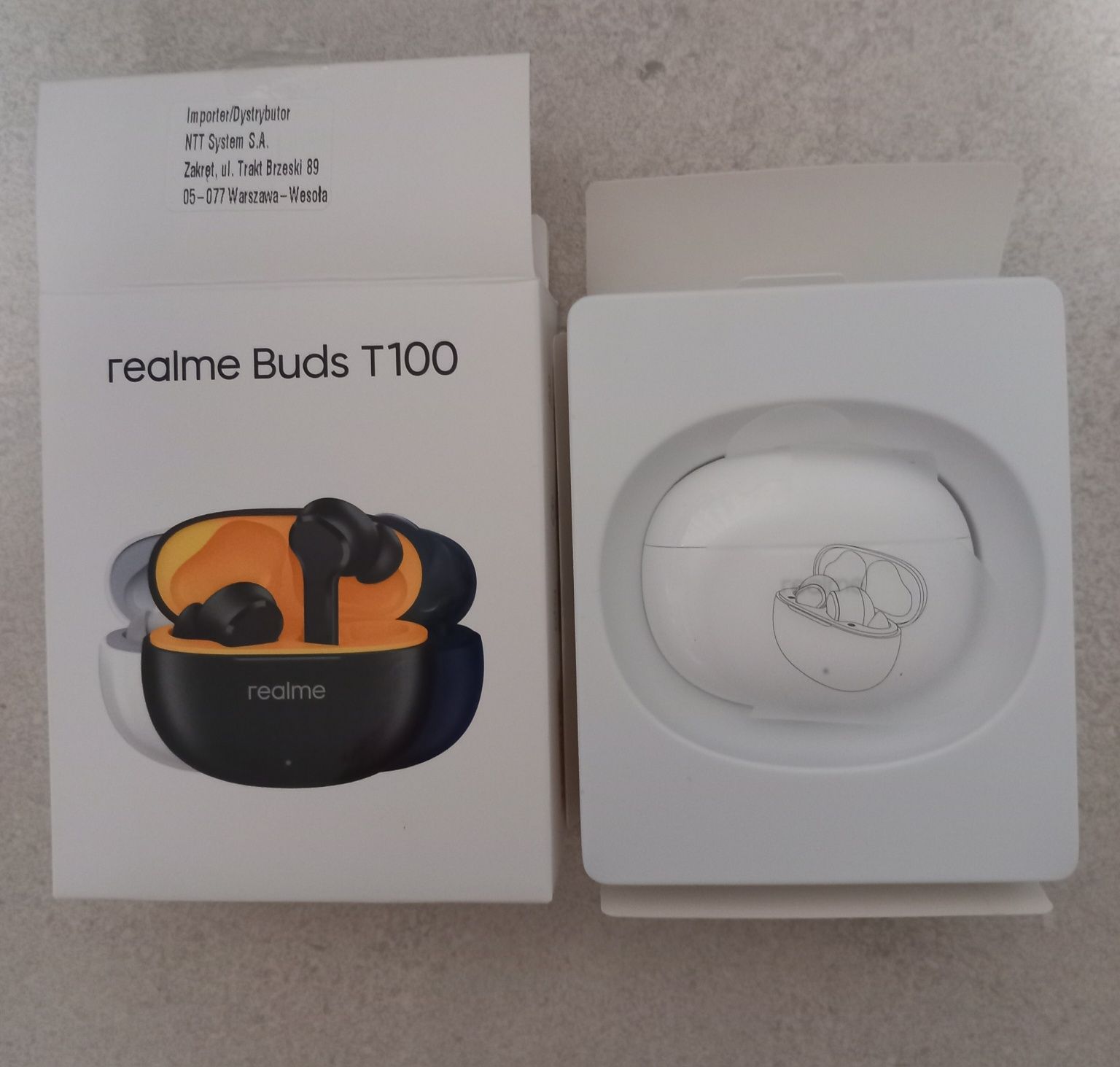 Słuchawki białe bezprzewodowe "Realme Buds T100