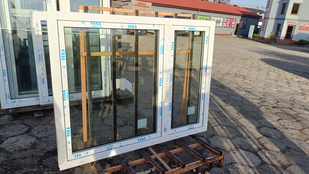 Nowe okno 2 skrzydłowe. Białe. 3 szyby. 184 x 142 cm. VEKA. Okazja!