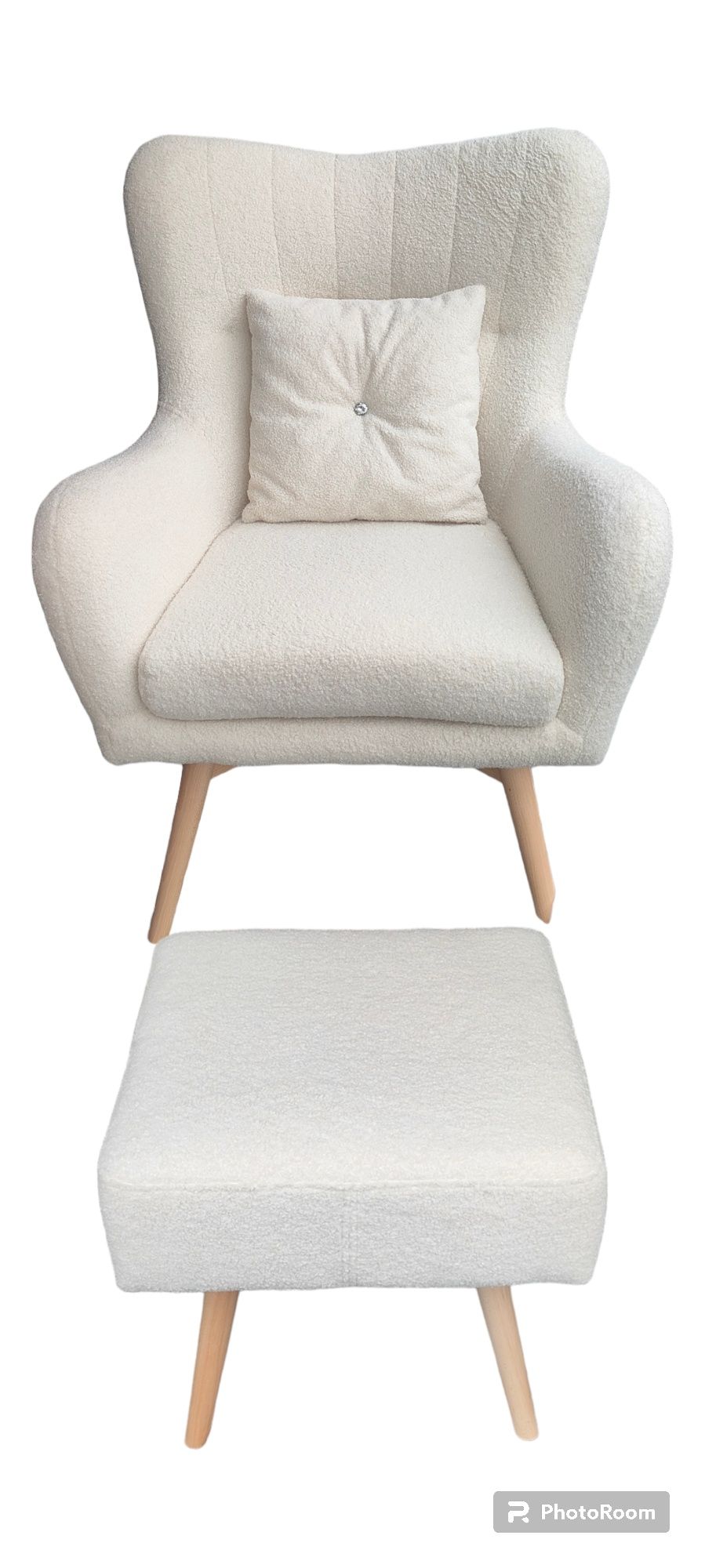 Fotel w stylu Skandynawskim plus podnóżek poduszka gratis