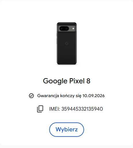 Google Pixel 8 Obsidian 128GB – Gwarancja PL do 09.2026,