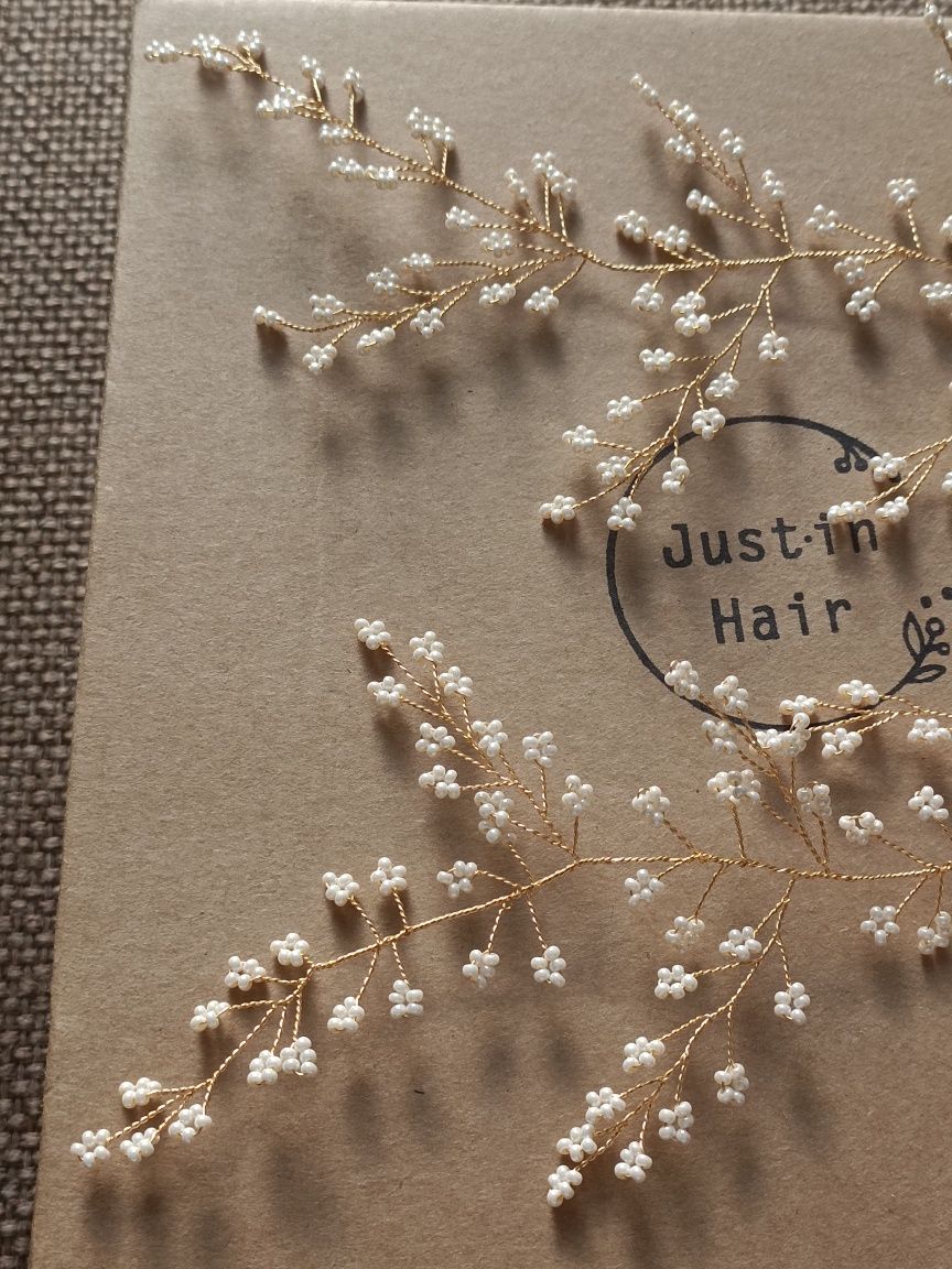Ozdoba do włosów ślubna Just.In Hair Meadow, gałązki złoto&cream