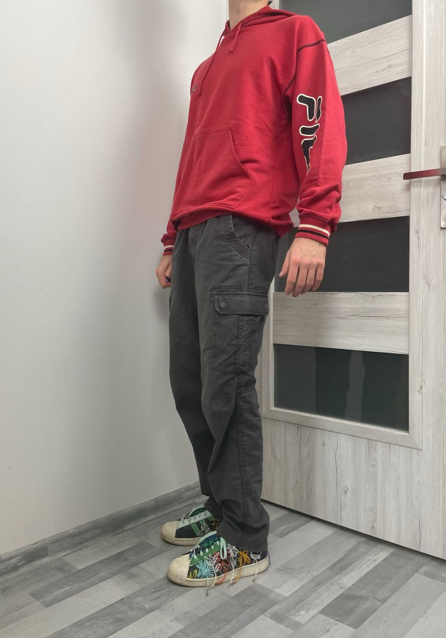 Fila hoodie bluza z kapturem z dużym nadrukiem vintage retro 90s