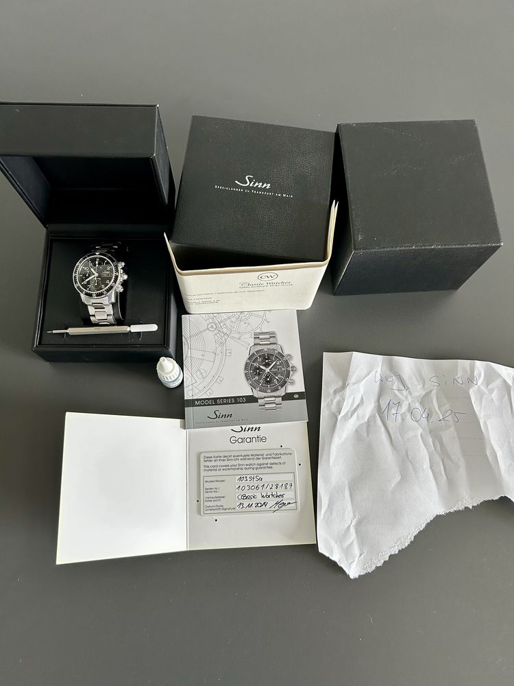Sinn 103 St Sa full set Valjoux podwójny szafir