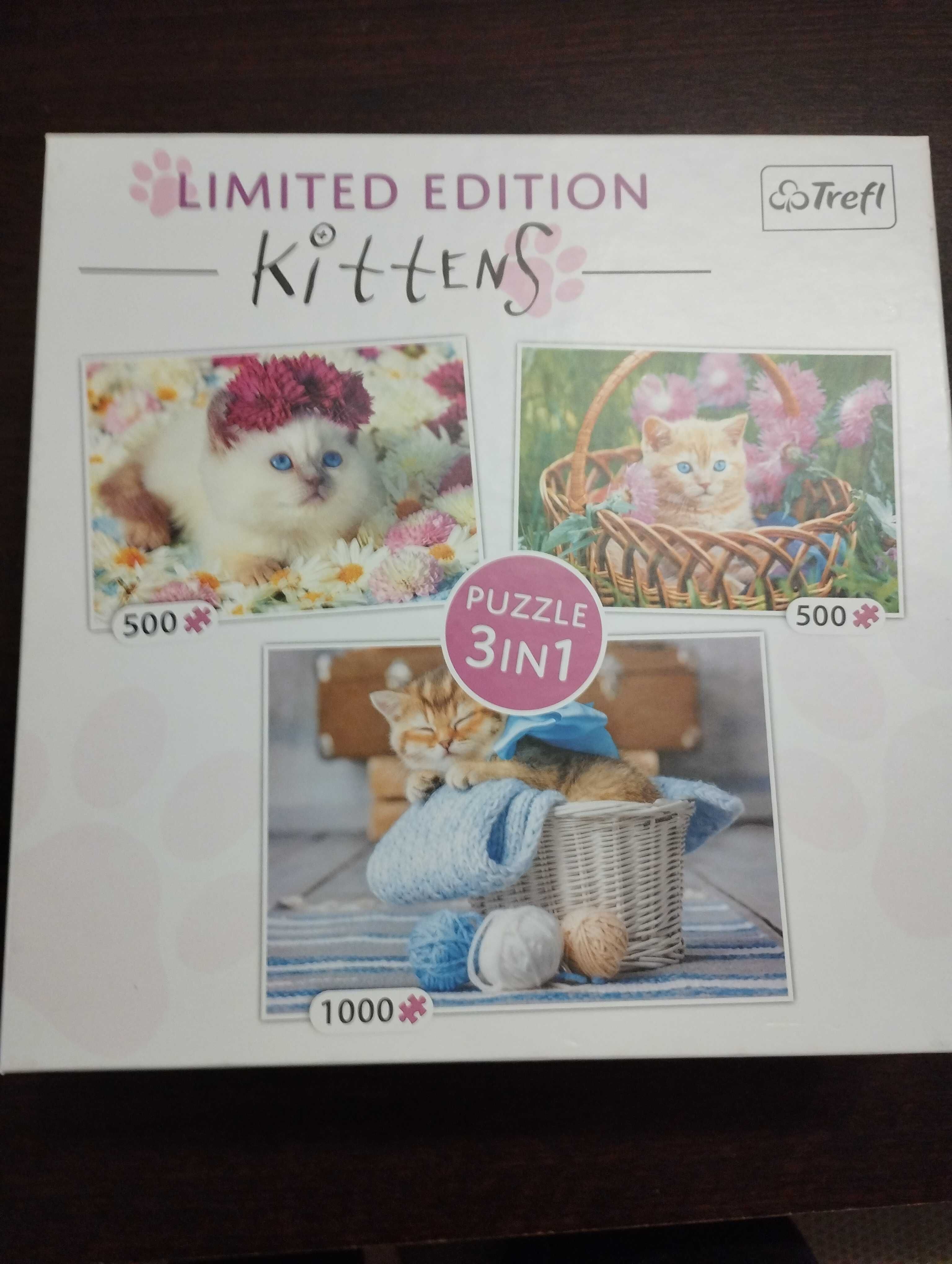 Puzzle 3w1 kotek 500, 500, 1000