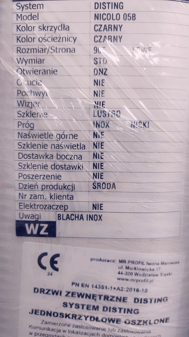 Drzwi zewnętrzne 90L  kolor czarny