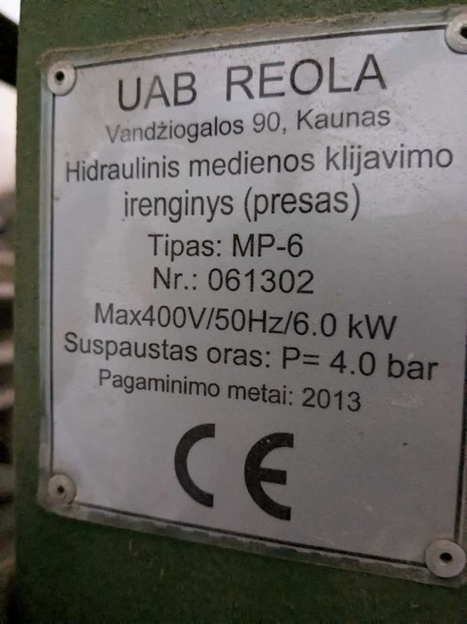 Prasa hydrauliczna UAB REOLAM 6