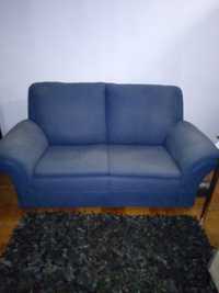 Sofa de 3 lugares azul em Pele sintetica
