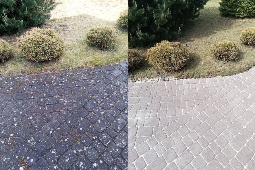 Mycie kostki brukowej, elewacji, dachów.