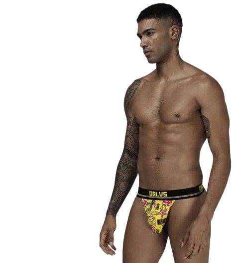 Stringi Męskie z Kieszonką ze Wzorem ORLVS Super Fit - L