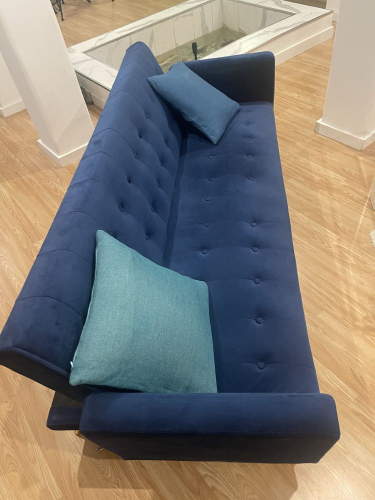 Sofa cama veludo - Azul  - impecavel