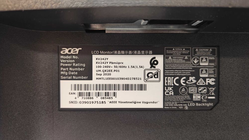 Монітор 23,8" Acer Nitro XV242Y Pbmiiprx UM.QX2EE.P01