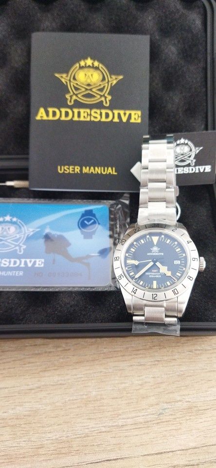 Годинник кварц Addiesdive GMT з швейцарським механізмом Ronda 515-24h.