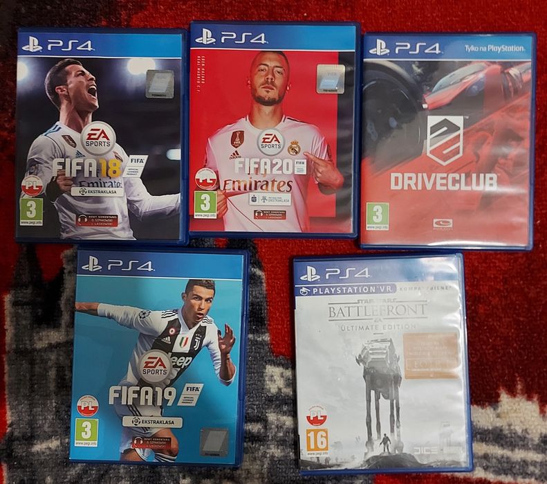Gry na PS4 FIFA 18, FIFA19, FIFA 20, driveclub, battlefront