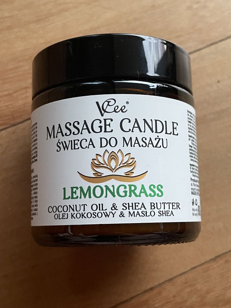 Vcee świeca do masażu olej kokosowy masło shea trawa cytrynowa nowa