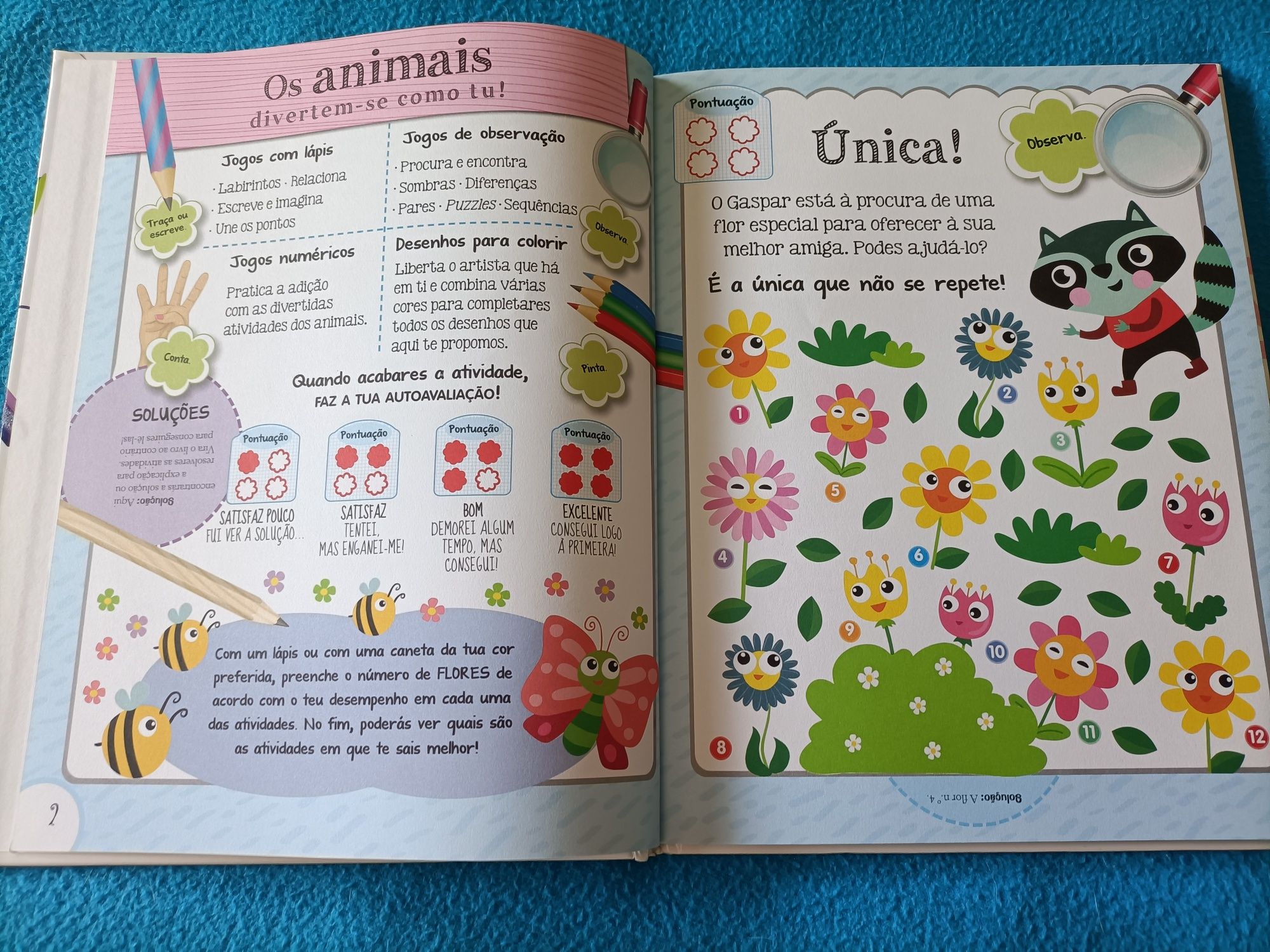 Livro infantil de actividades animais