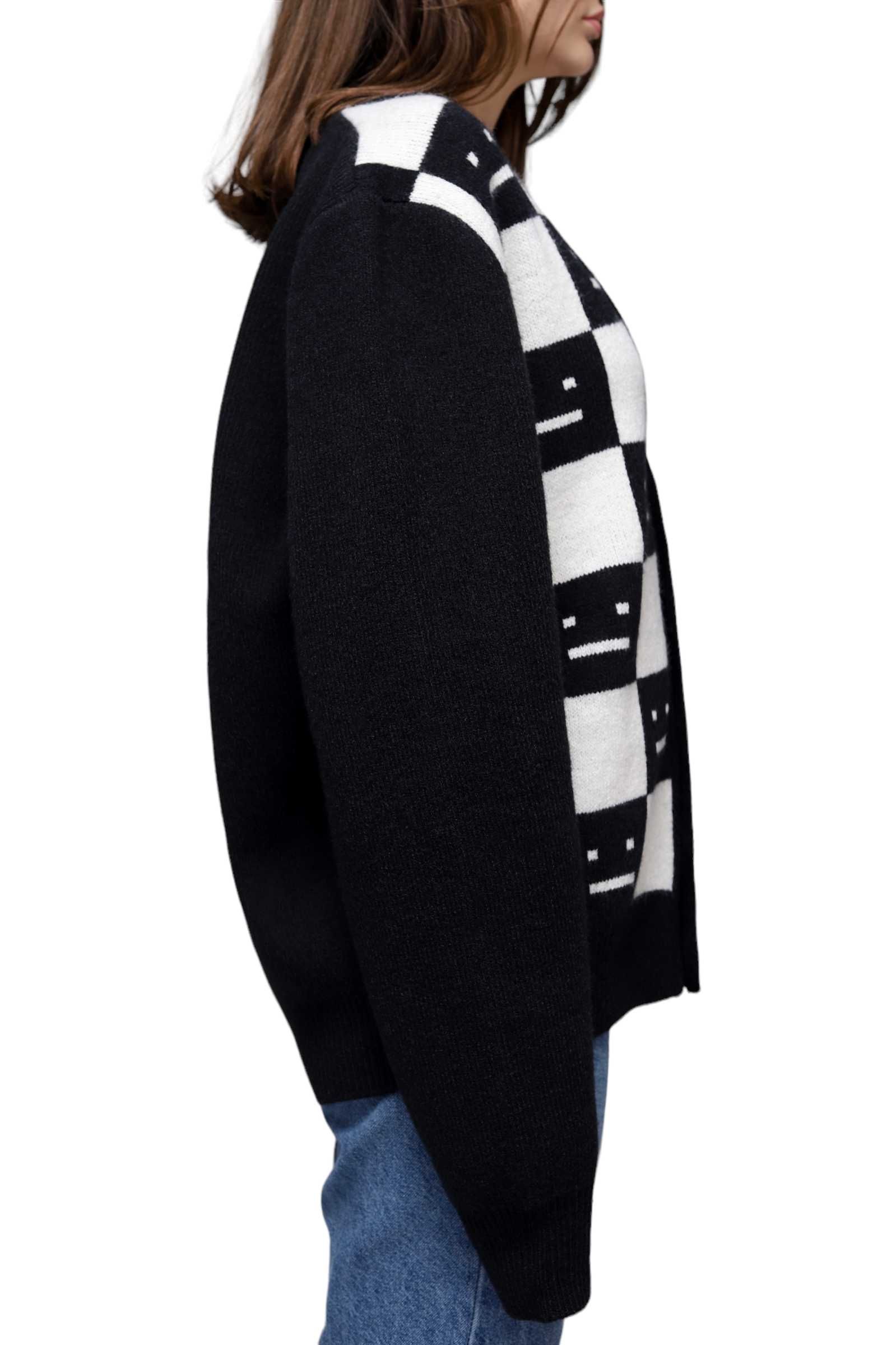 Кардиган Acne Studios Face Maglia wool cardigan Black/White