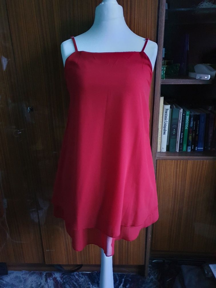 Czerwona sukienka tunika zwiewna blood red vampire goth