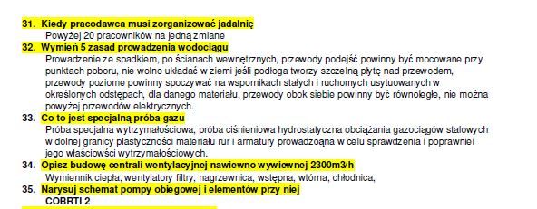 Pytania i opracowania uprawnienia budowlane IS instalacje sanitarne