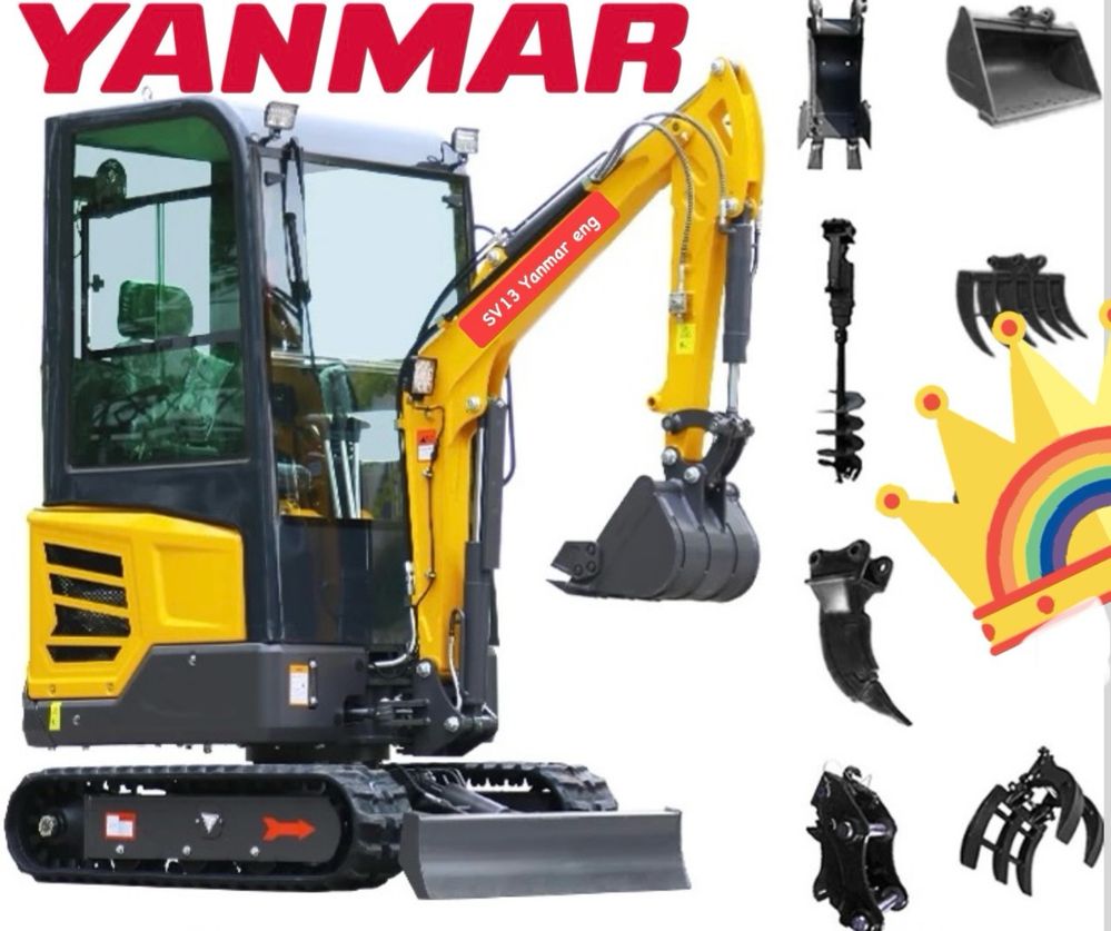 Nowa YANMAR Minikoparka japan JOYSTICK Ramię ruchome 1200kg 3 łyżki