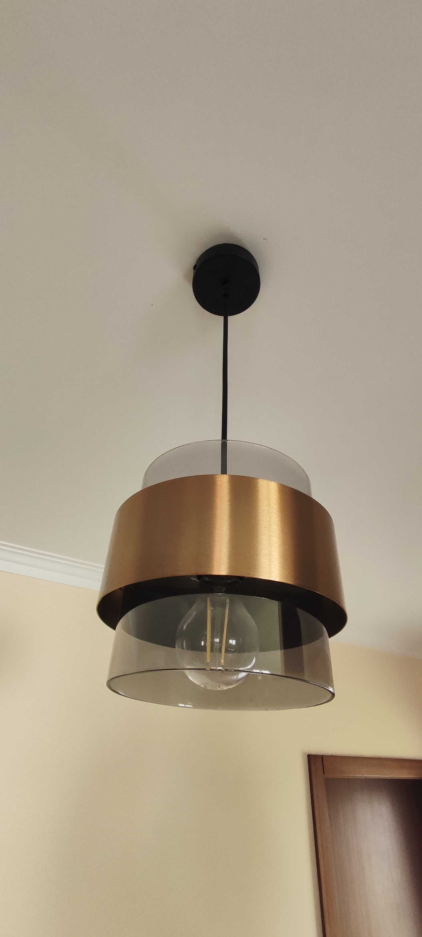 Candeeiro de teto suspenso MILLEY 60W 1 LUZ VIDRO PRETO/DOURADO