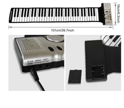 Piano eletrónico silicone portátil dobrável 61 teclas **envio grátis**