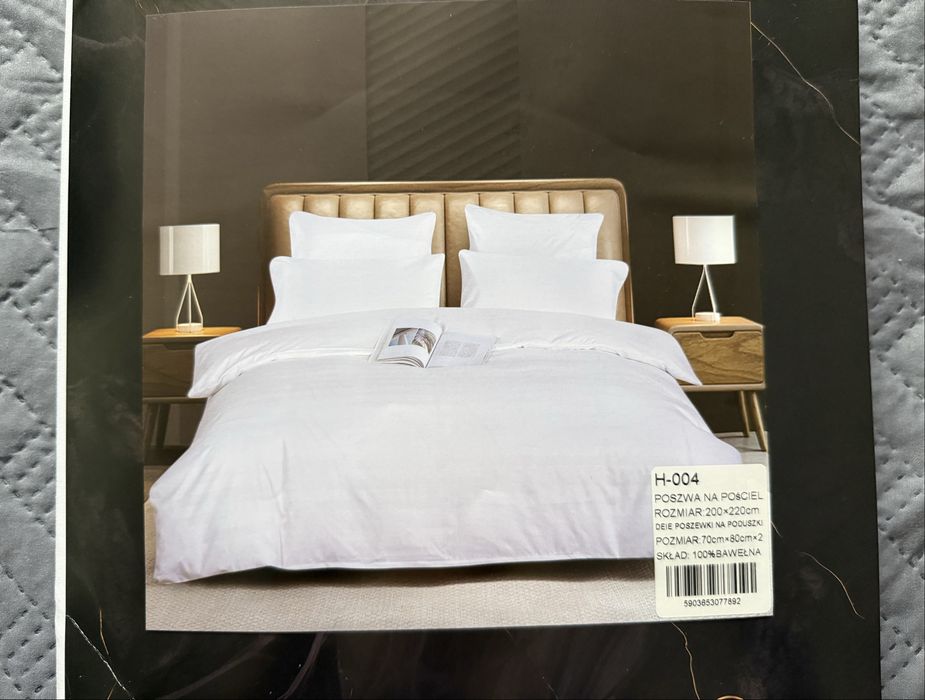 Komplet pościeli 200x220 biala 100% bawełna