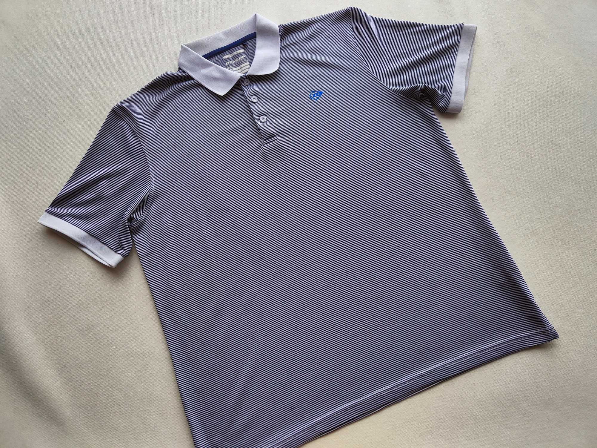 Dunlop _ Śliska koszulka polo w paski XL _ Regular Fit