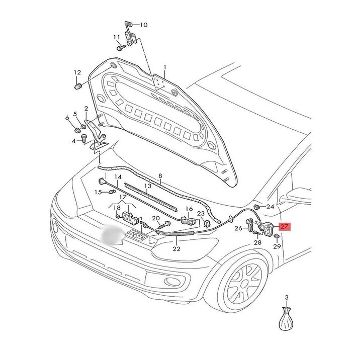 Puxador alça abrir capô capot Vw golf mk5 mk6 Passat B6 Novo