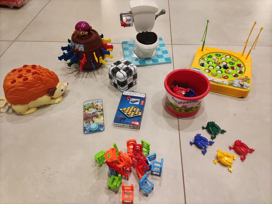 Gry zestaw pirat rybki, krzesełka, NERF, żabki
