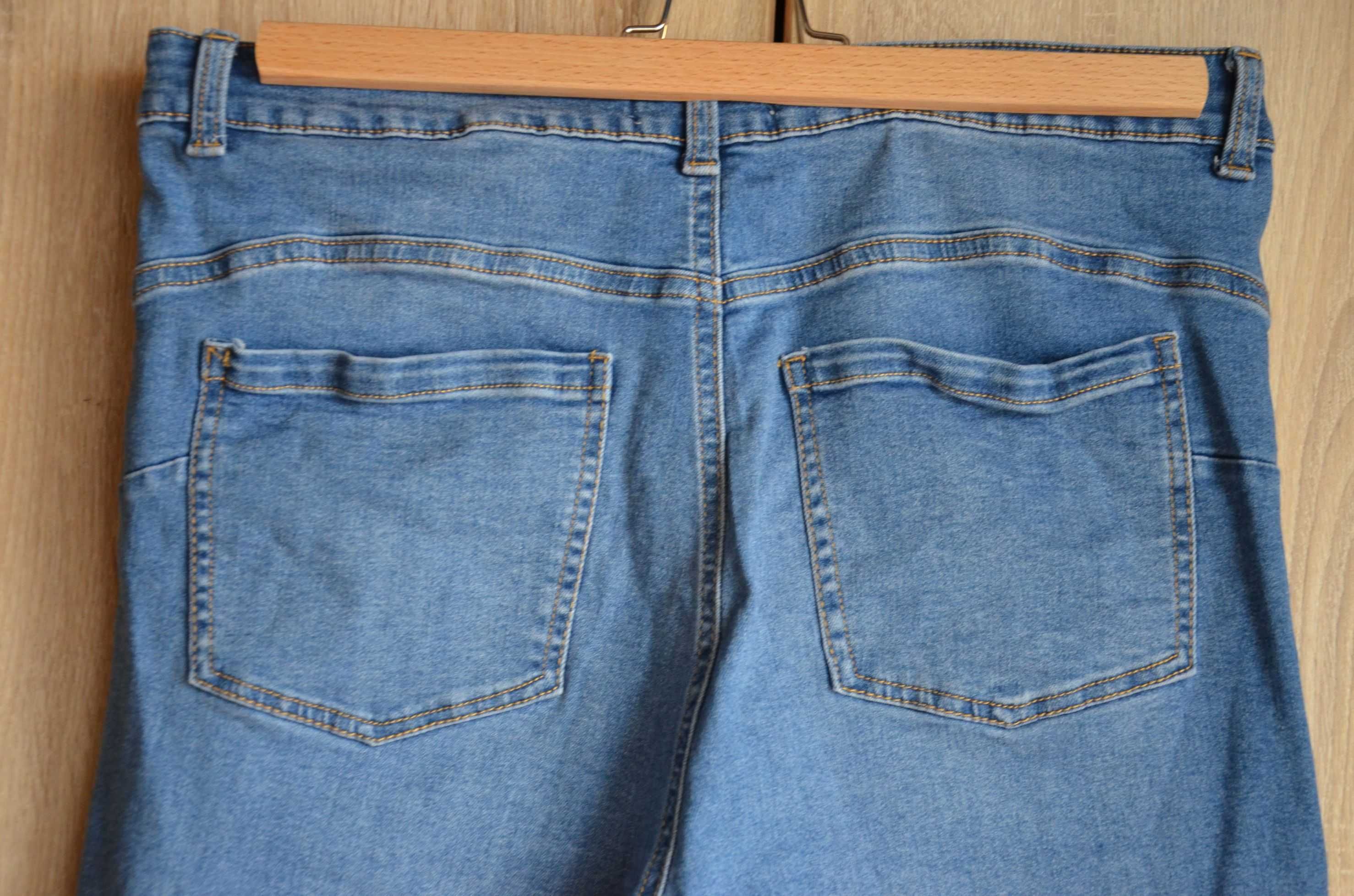 Spodnie jeansy niebieskie z wysokim stanem długie skinny 42 XL