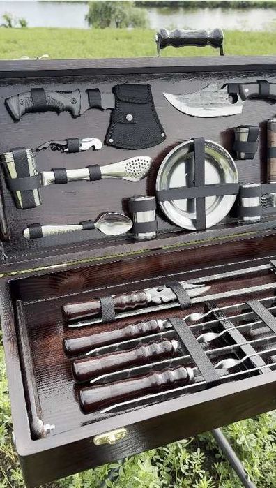 Набір шампурів ручної роботи / шампура в кейсі - подарунок чоловіку !